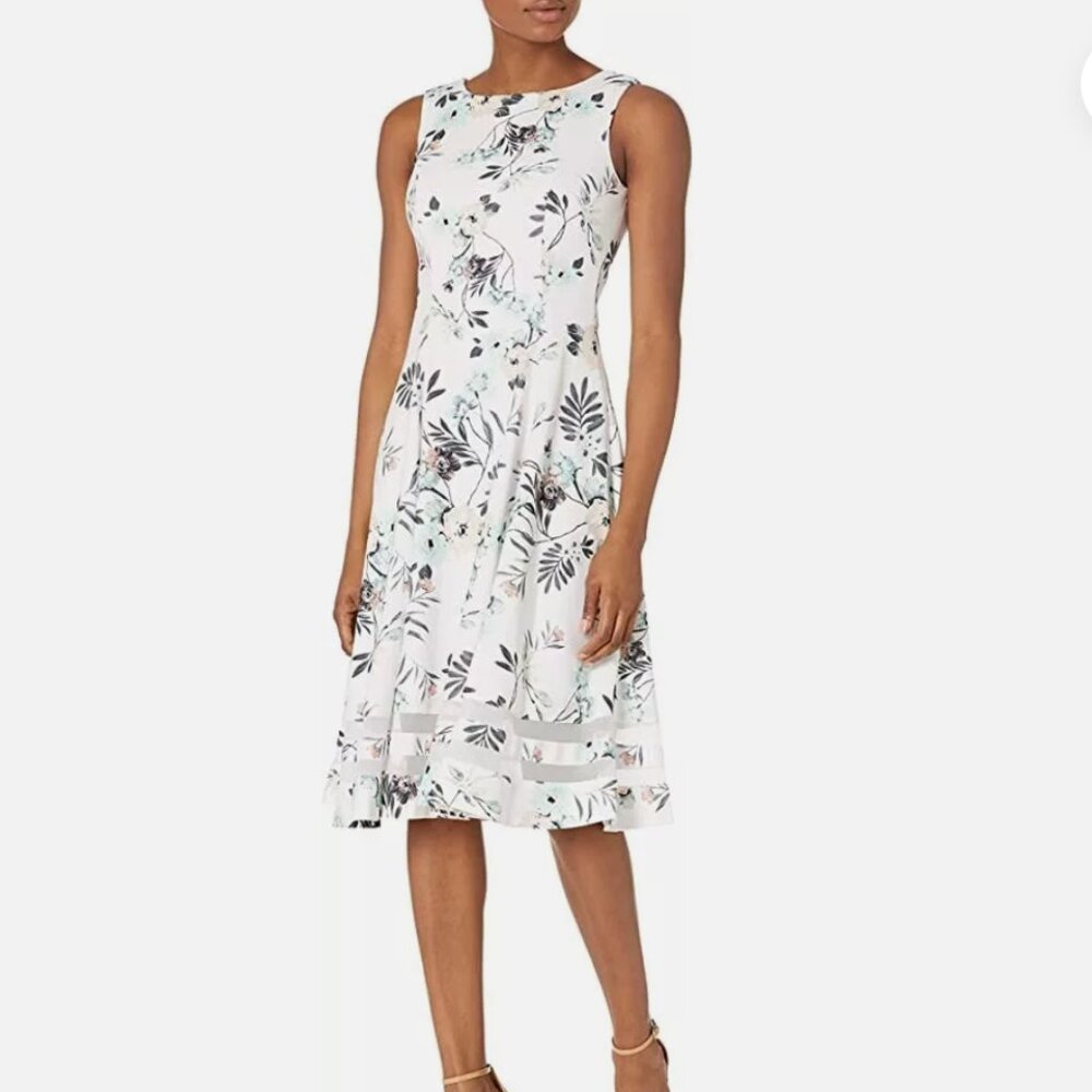 Calvin Klein Women's Sleeveless Midi Dress with Illusion Hem Detail, size 6